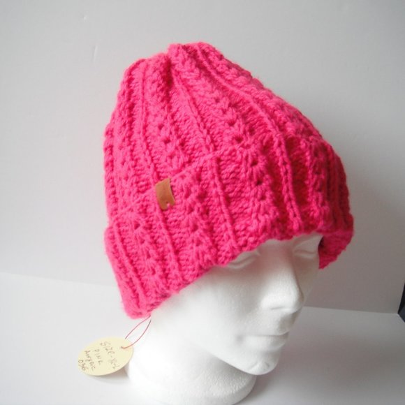 Hand Knitted Hat Toque Size XL-(L) Acrylic Pink - 038 Hand knit by me - Picture 2 of 10